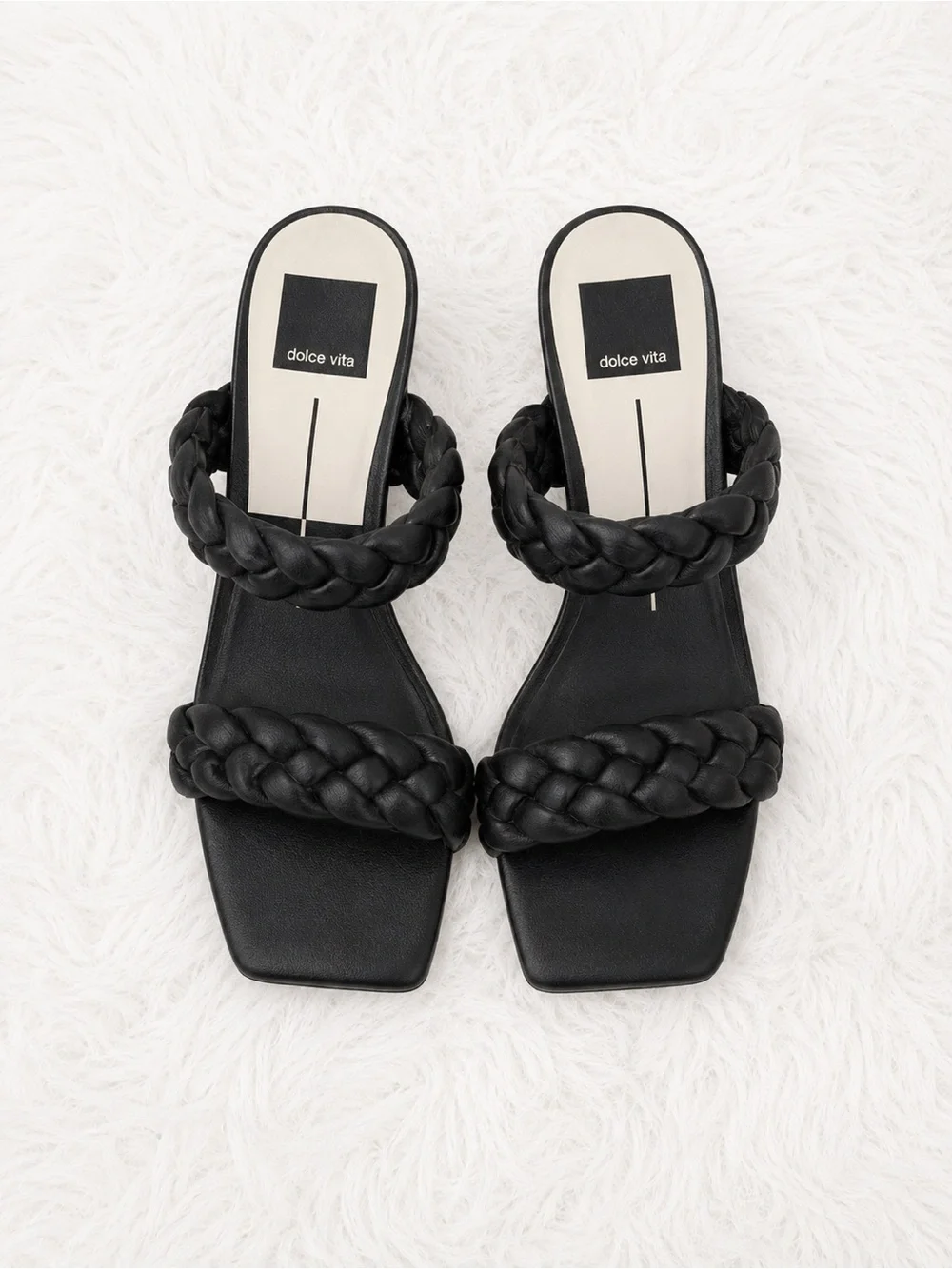 Dolce Vita Braided Block Heel Sandals Women’s Size 7 Black Square Toe Trendy - Picture 1 of 6